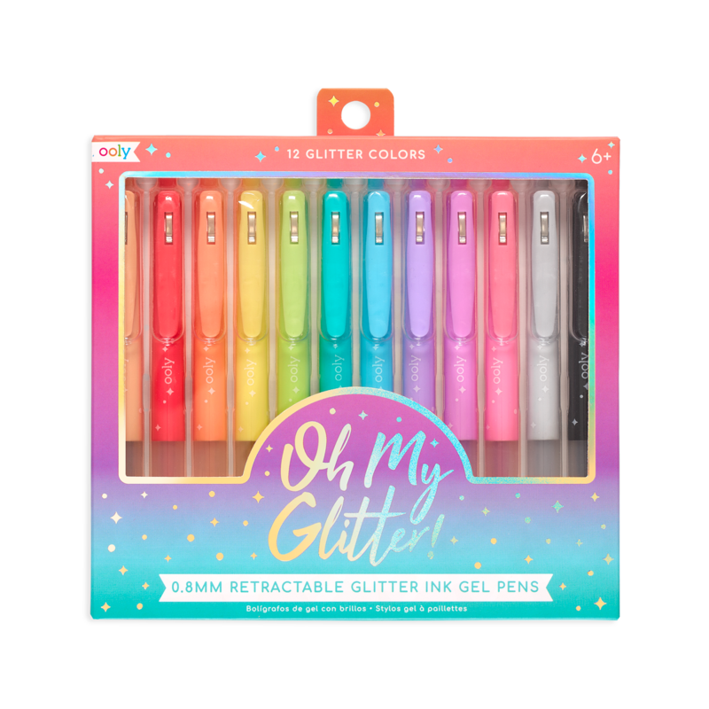 Oh My Glitter! - Retractable Glitter Ink Gel Pens Set of 12    
