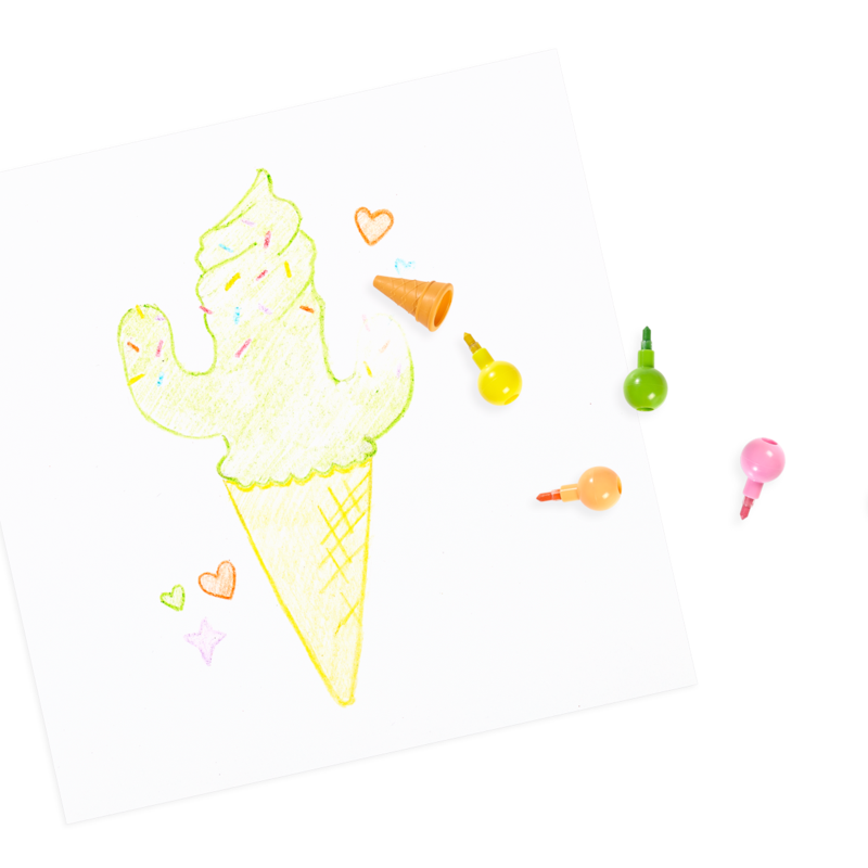 Rainbow Scoops - Erasable Crayons and Scented Eraser    