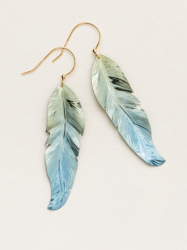 Holly Yashi Free Spirit Feather Earrings - Sage    