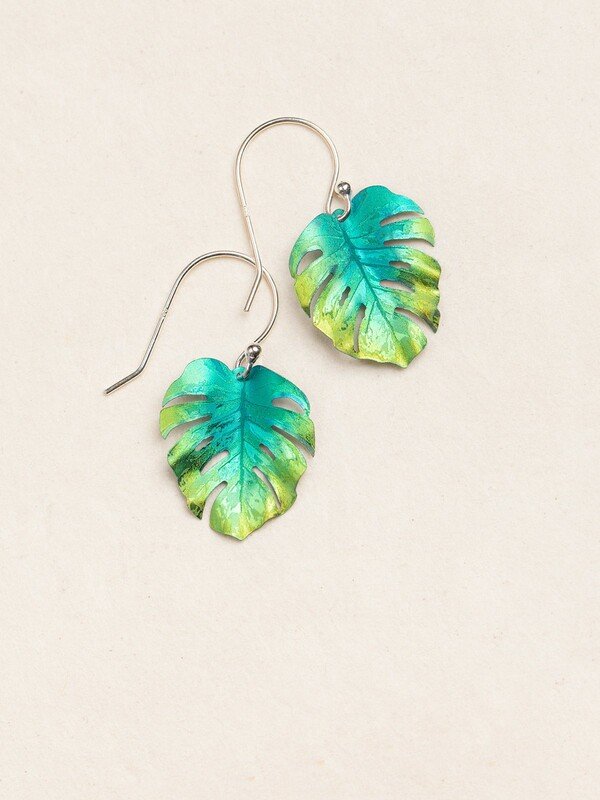 Holly Yashi Petite Monstera Leaf Earrings - Green    