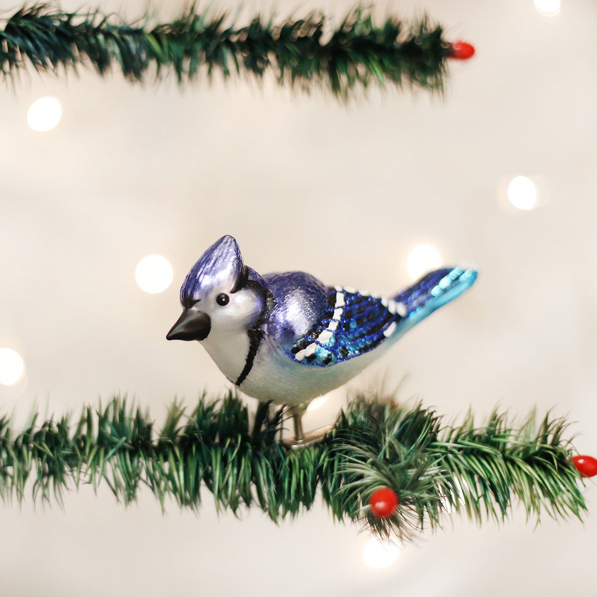 Old World Christmas - Bright Blue Jay Clip On Ornament    
