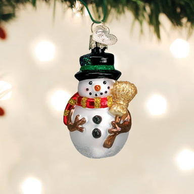 Old World Christmas Red Scarf Miniature Mr. Snowy Ornament    
