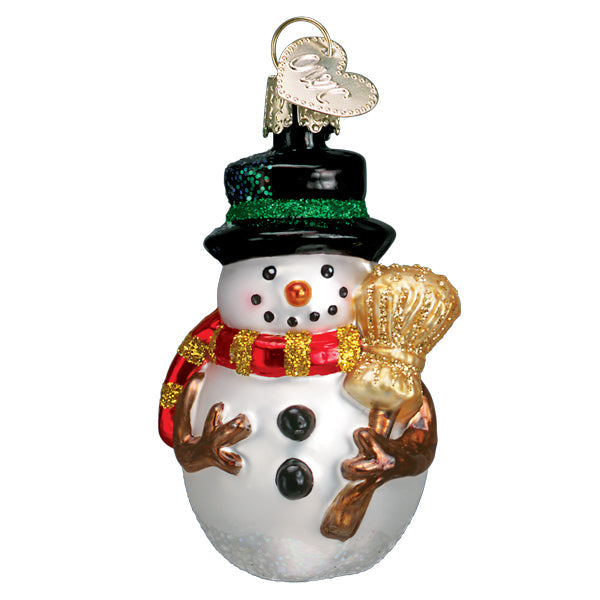 Old World Christmas Red Scarf Miniature Mr. Snowy Ornament    