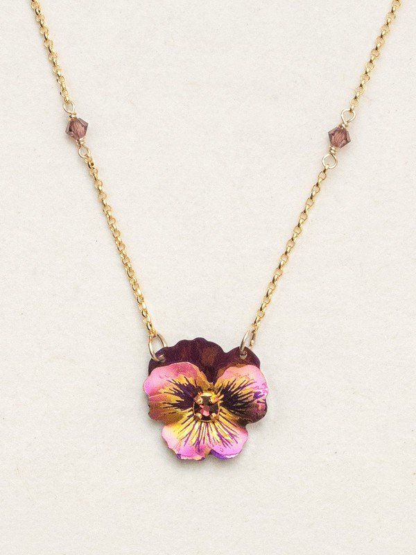Holly Yashi Garden Pansy Pendant Necklace - Vintage Burgundy    