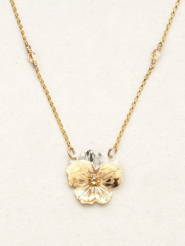 Holly Yashi Garden Pansy Pendant Necklace - Champagne    