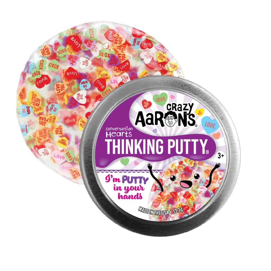 Crazy Aaron's Mini Conversation Hearts Thinking Putty - (Single) Red, Purple, or Pink    