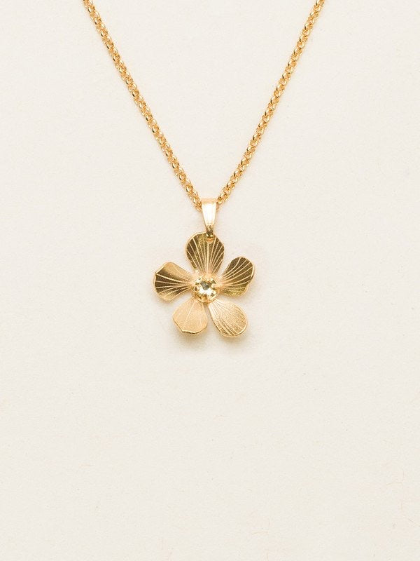 Holly Yashi Petite Plumeria Drop Necklace - Gold/Champagne    