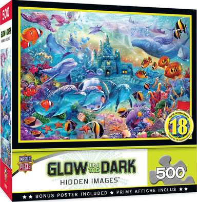 Sea Castle Delight 500 Piece Hidden Image Glow In The Dark Puzzle    