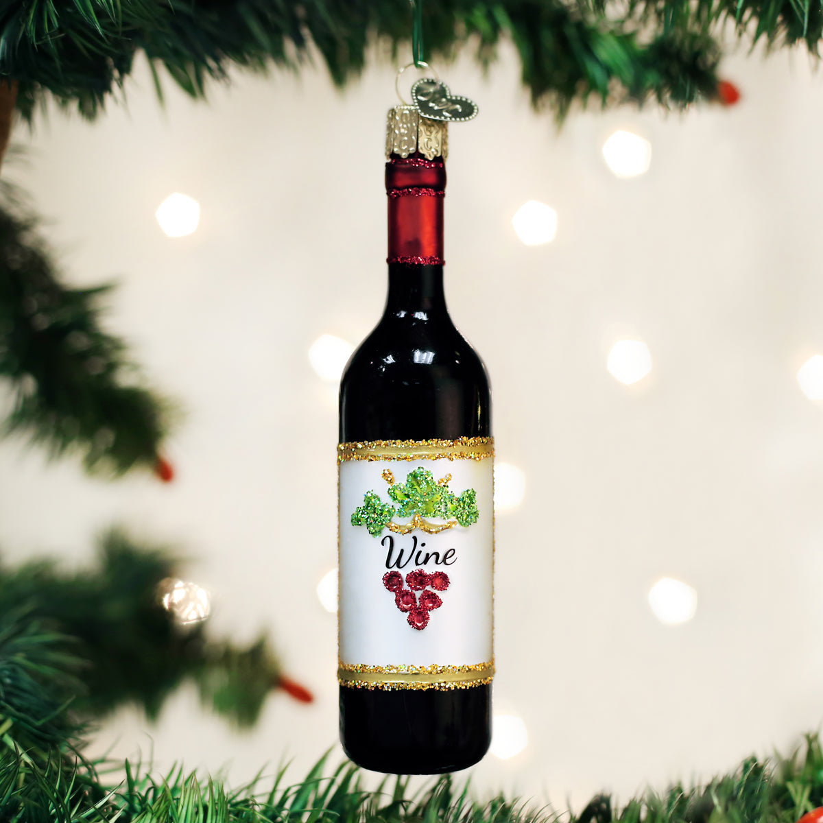 Old World Christmas Red Wine Bottle Ornament    