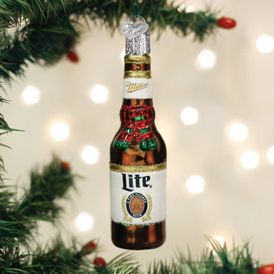 Old World Christmas Holiday Miller Lite Bottle Ornament    