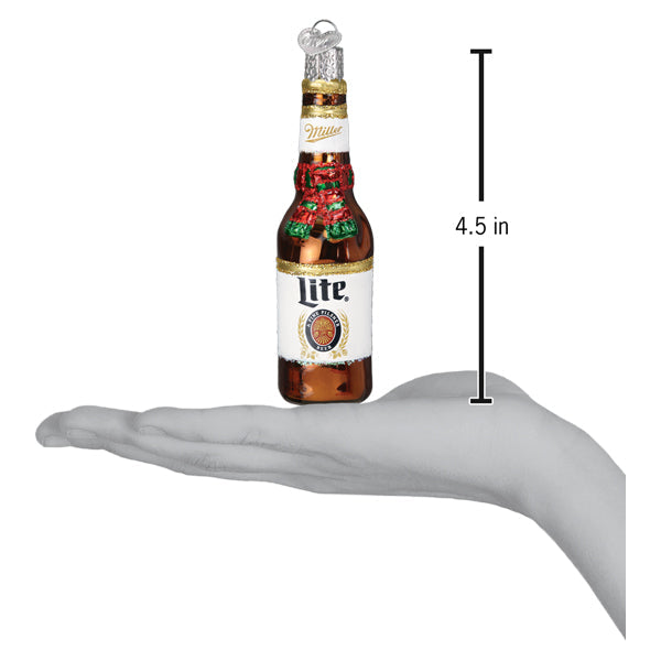 Old World Christmas Holiday Miller Lite Bottle Ornament    
