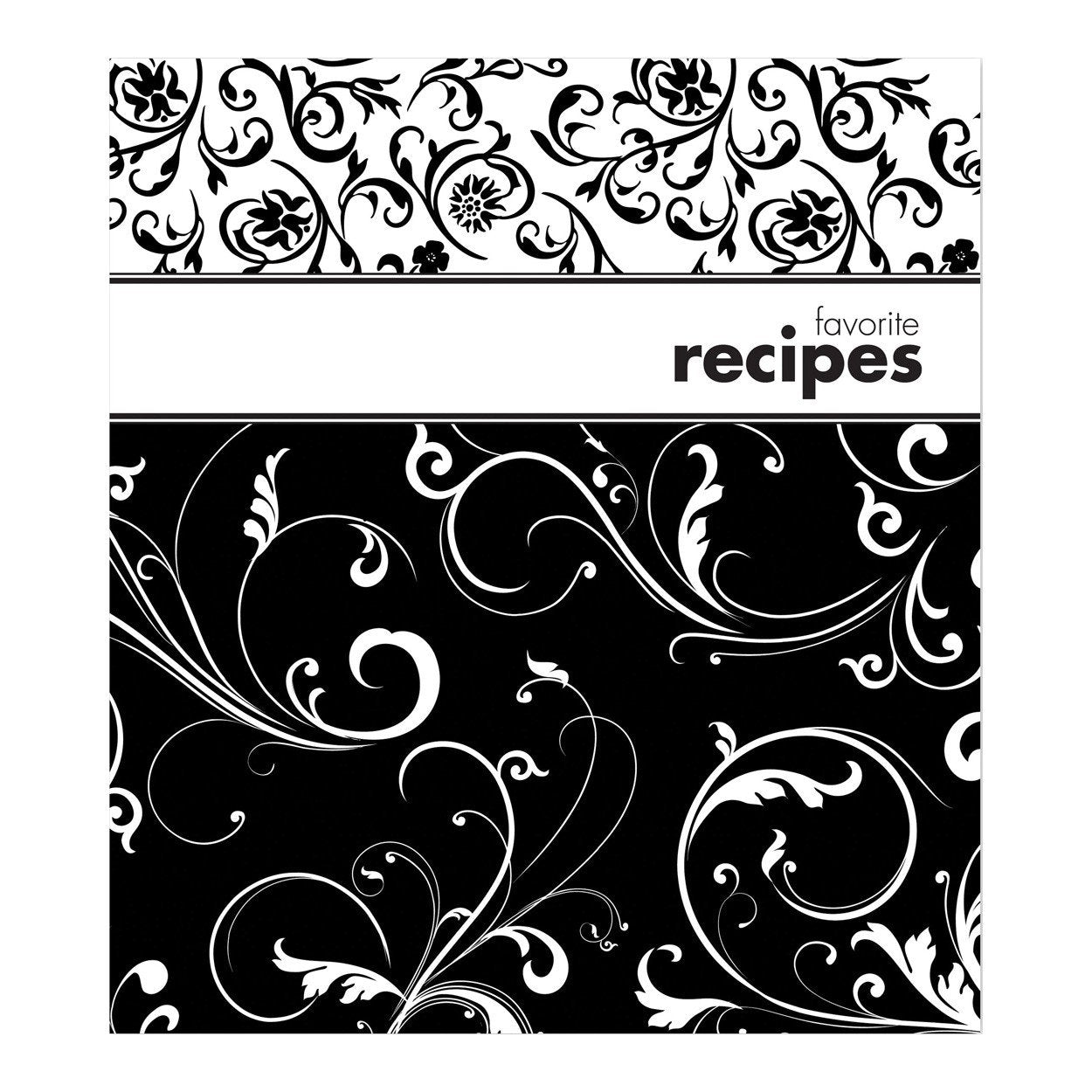 Recipe Book - Black & White Swirls    