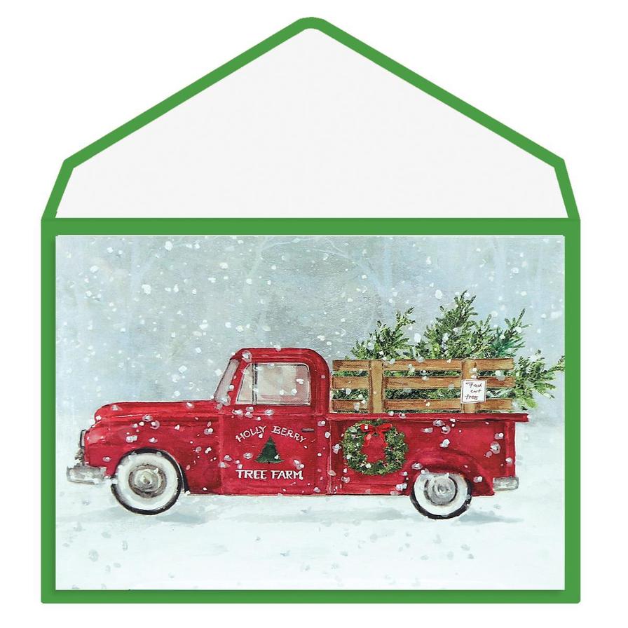 Holly Berry Tree Farm Red Truck Boxed Christmas Cards    