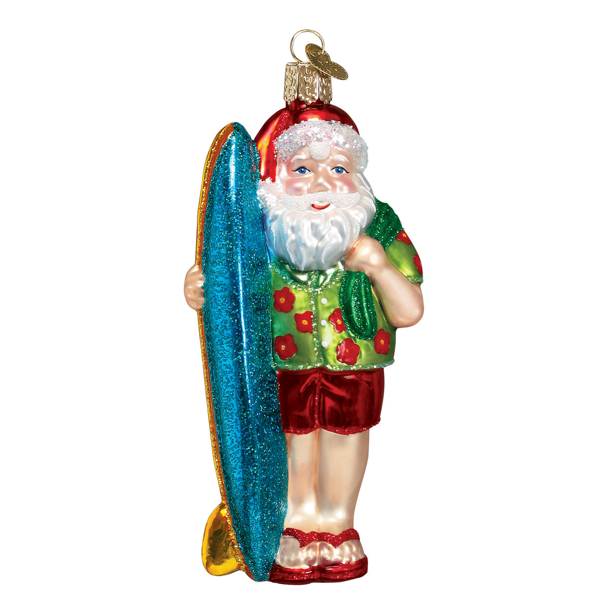 Old World Christmas Surfer Santa Ornament    