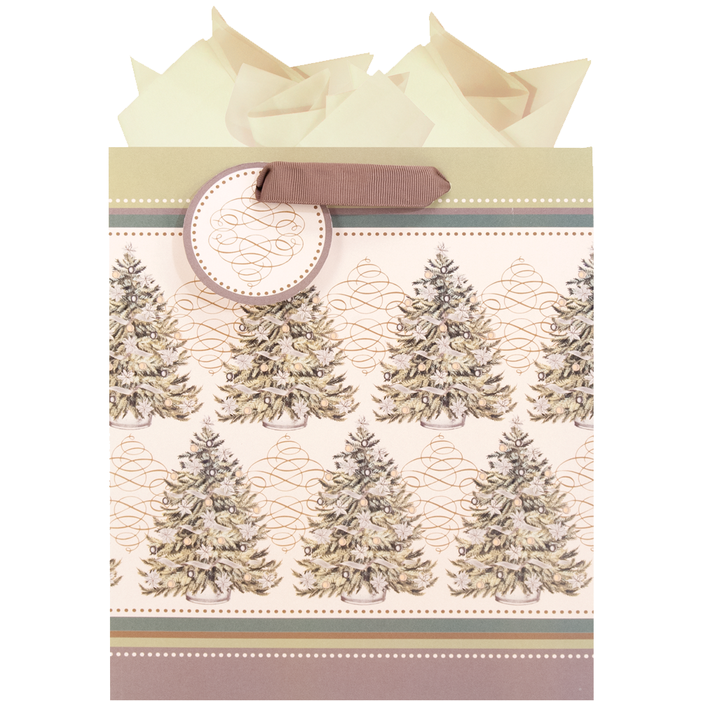 Christmas Tree Scrolls - Medium Gift Bag    