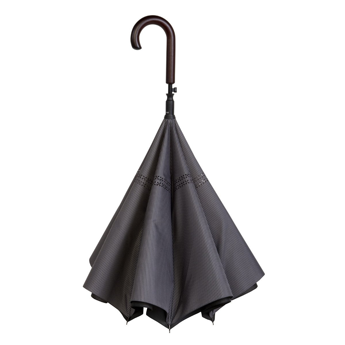 UnbelieveaBrella Reverse Closing Umbrella - Black/Metro Houndstooth    