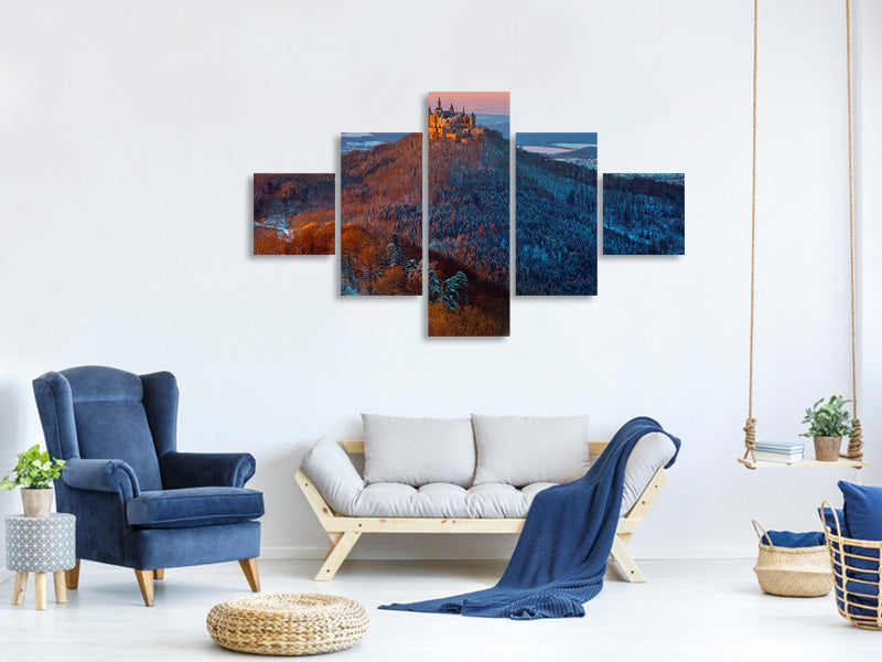 5-piece-canvas-print-hohenzollern-in-winter-mood