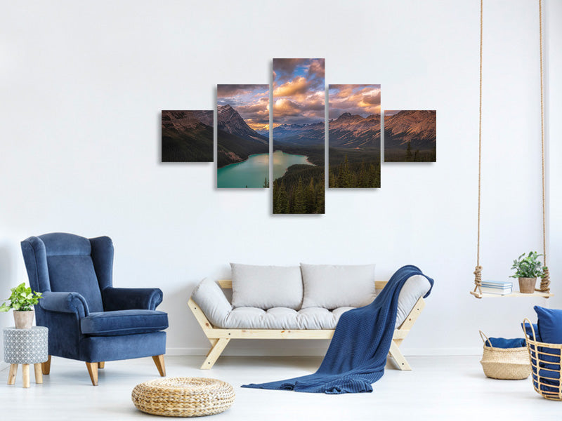 5-piece-canvas-print-peyto-lake-at-dusk