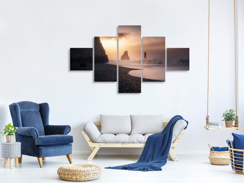 5-piece-canvas-print-reynisfjara-sunrise