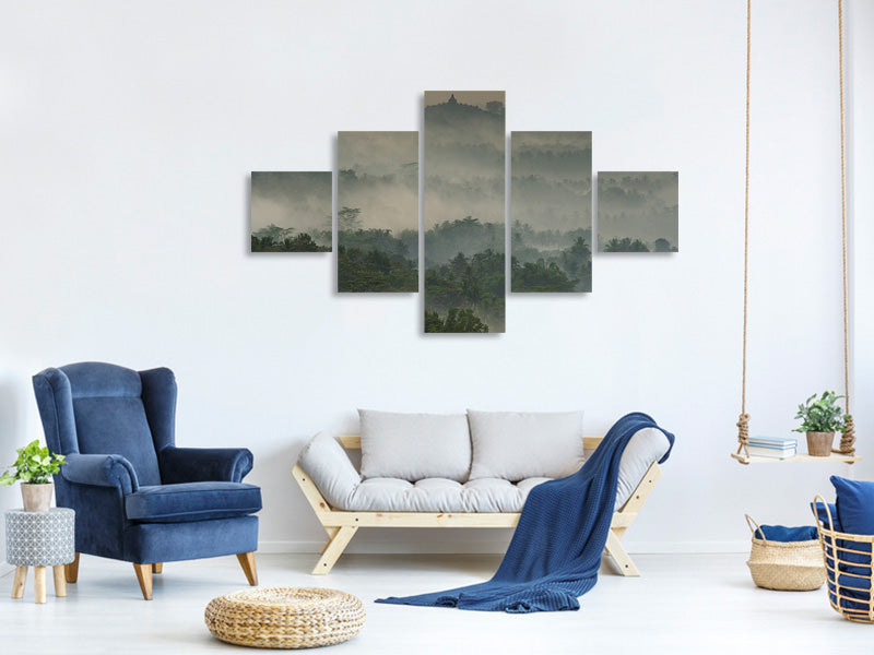 5-piece-canvas-print-temple-in-the-mist