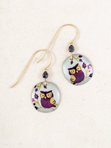 Holly Yashi Wise Owl Earrings - Sage/Purple    