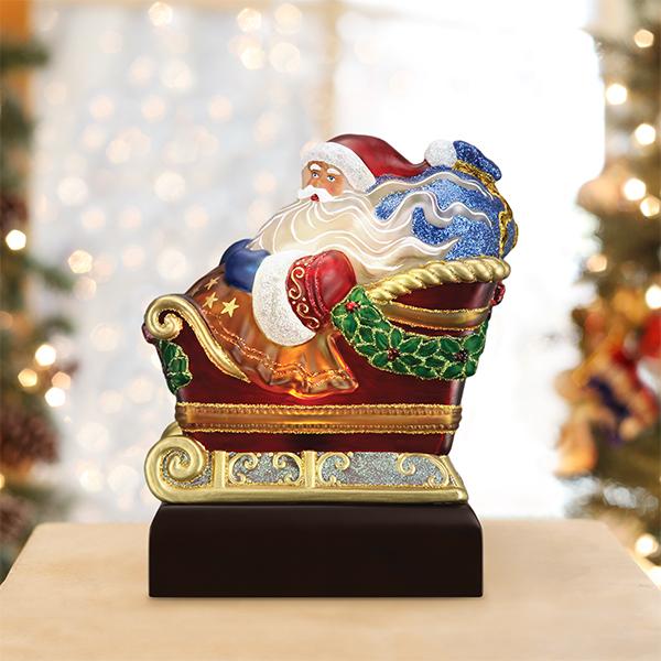 Old World Christmas Santa In Sleigh Light Up Figurine    