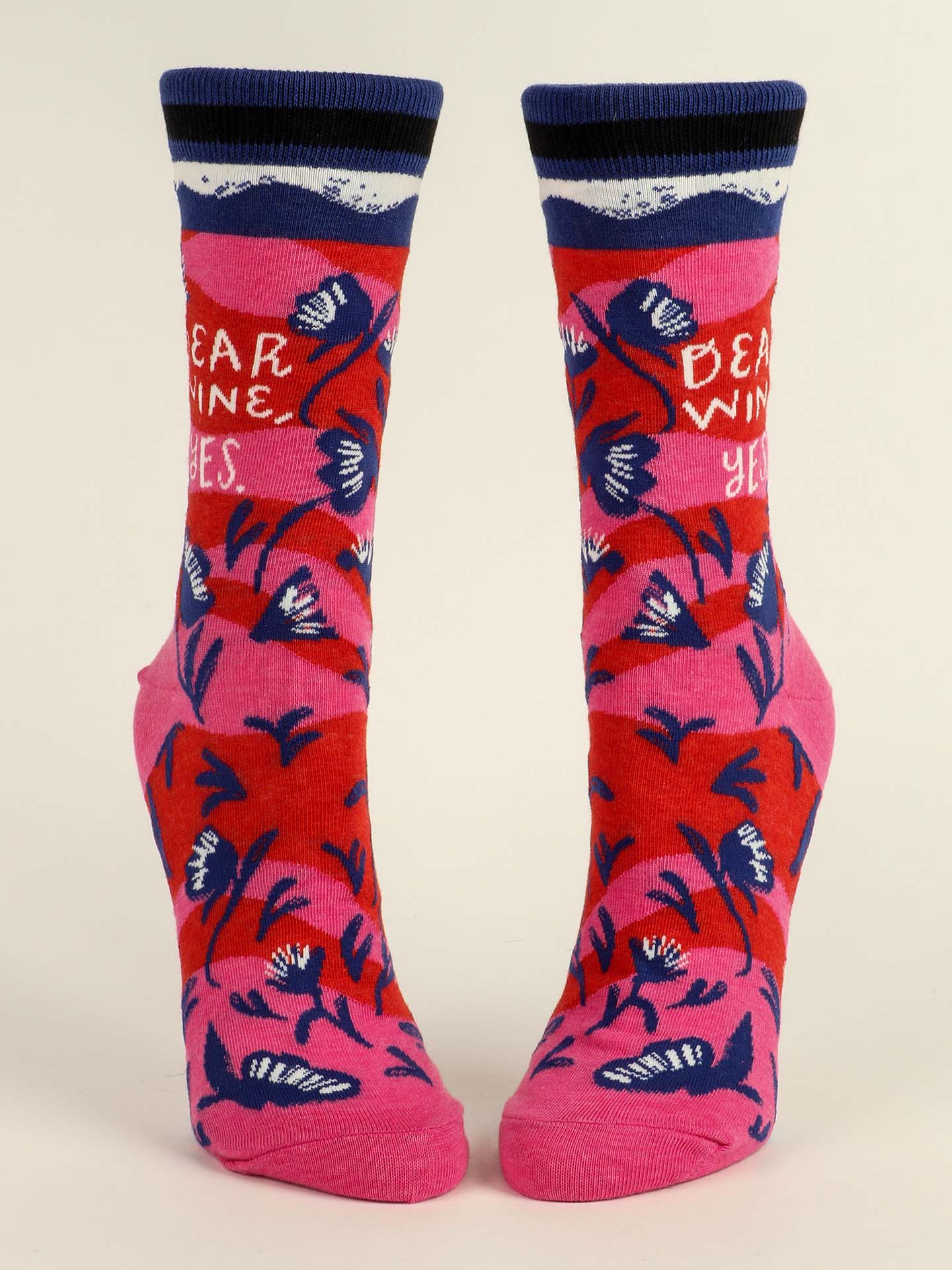Blue Q Womens Crew Socks - Dear Wine, Yes.    