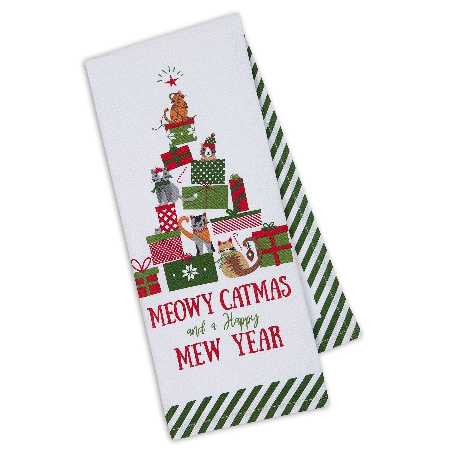 Meowy Catmas and a Happy Mew Year Printed Dishtowel    