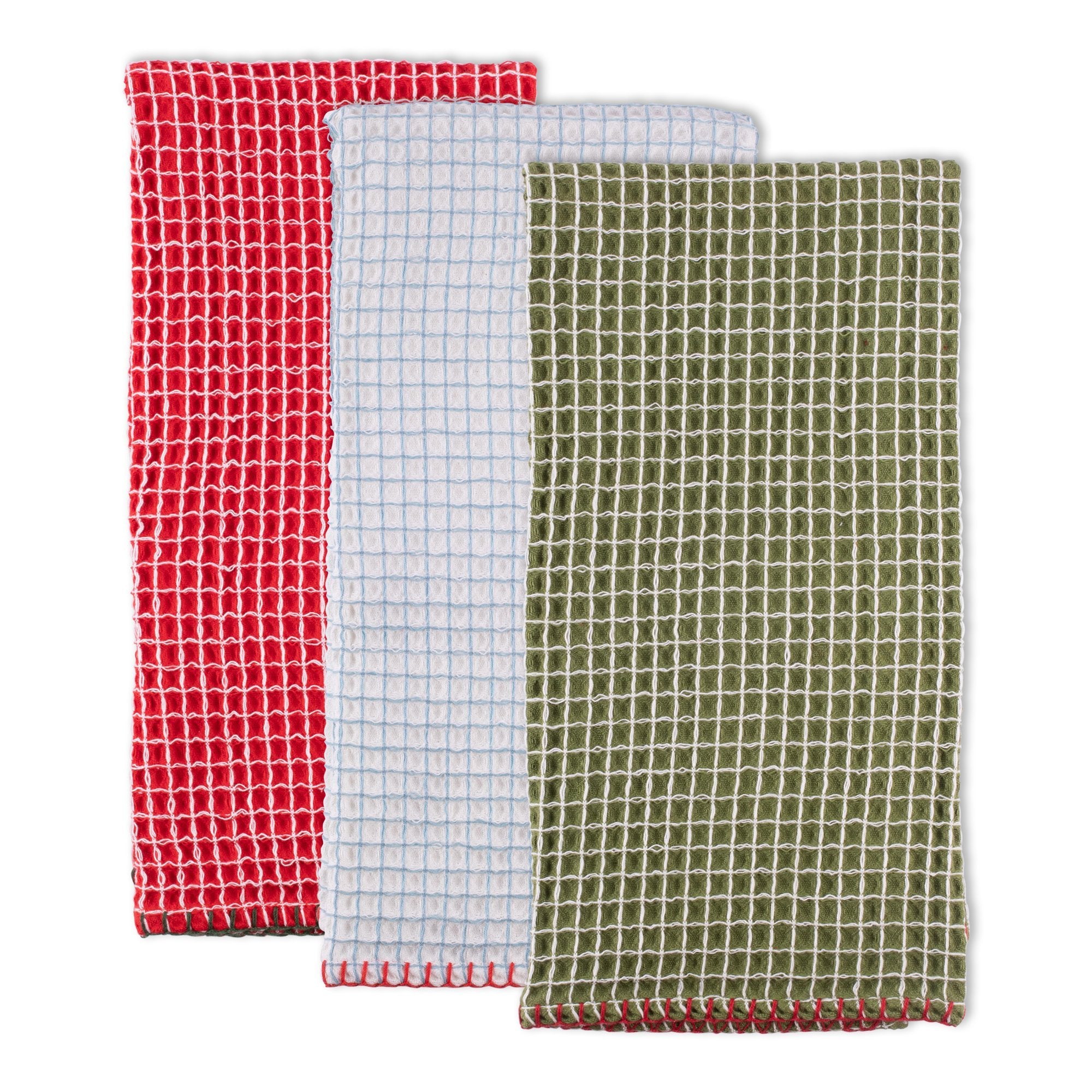 Christmas Cheer Waffle Check Dishtowels - Set of 3    