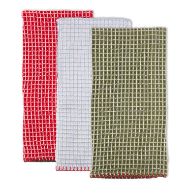 Christmas Cheer Waffle Check Dishtowels - Set of 3    