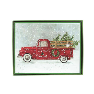Holly Berry Tree Farm Red Truck Boxed Christmas Cards    