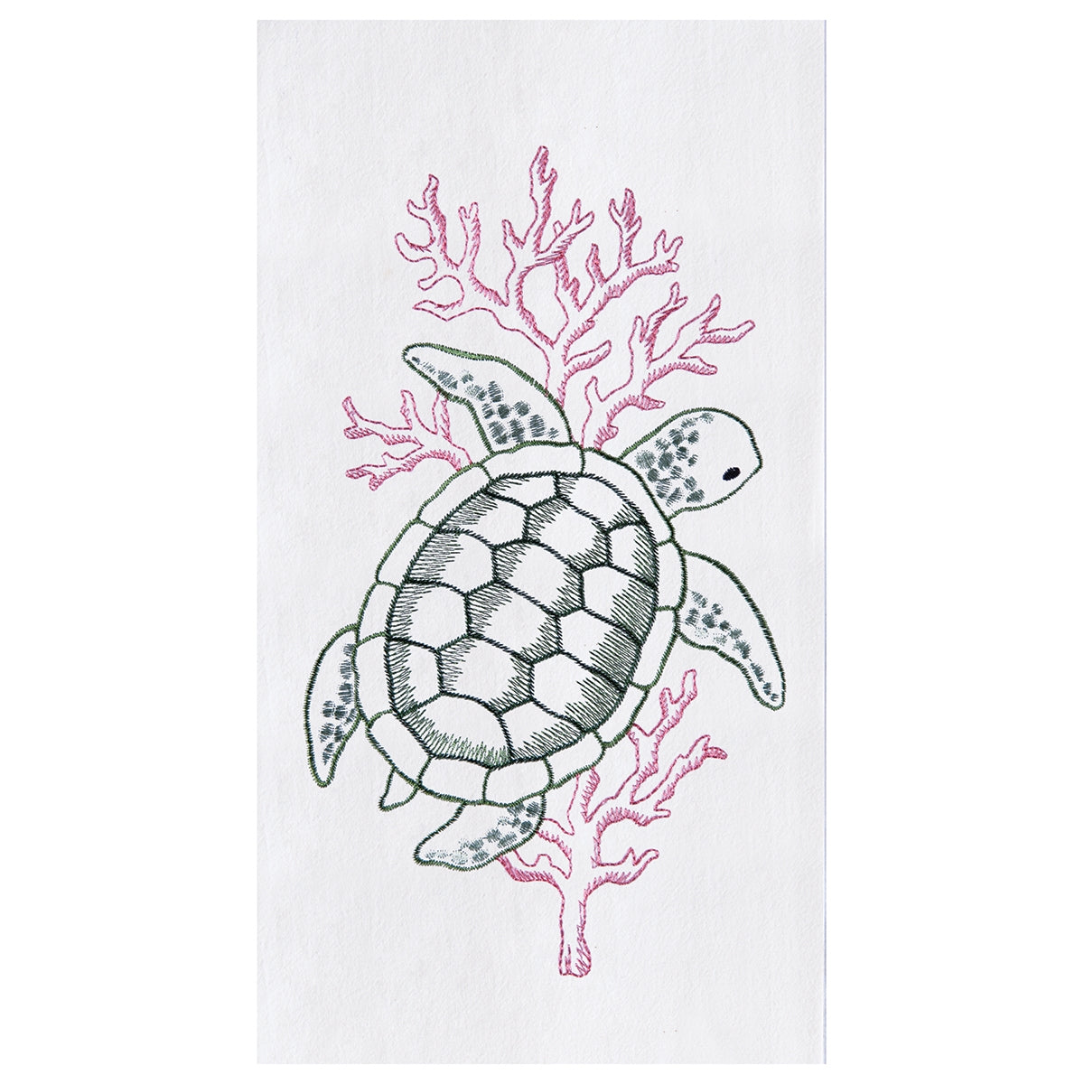 Green Sea Turtle Embroidered Flour Sack Kitchen Towel    
