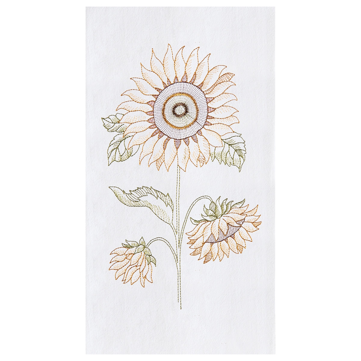 Sunflower Embroidered Flour Sack Kitchen Towel    