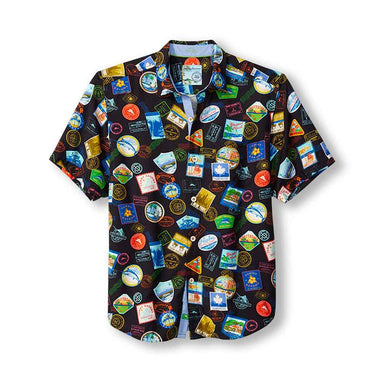 Tommy Bahama Veracruz Cay Tropic Travels Camp Shirt Black M  023791018634