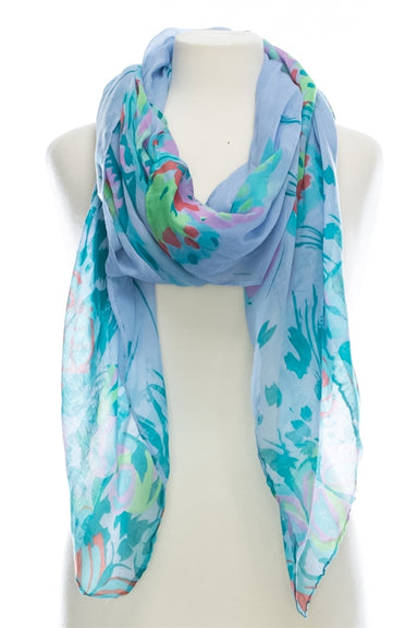 Scarf Butterflies And Grass In Blue    