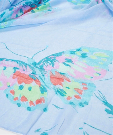 Scarf Butterflies And Grass In Blue    