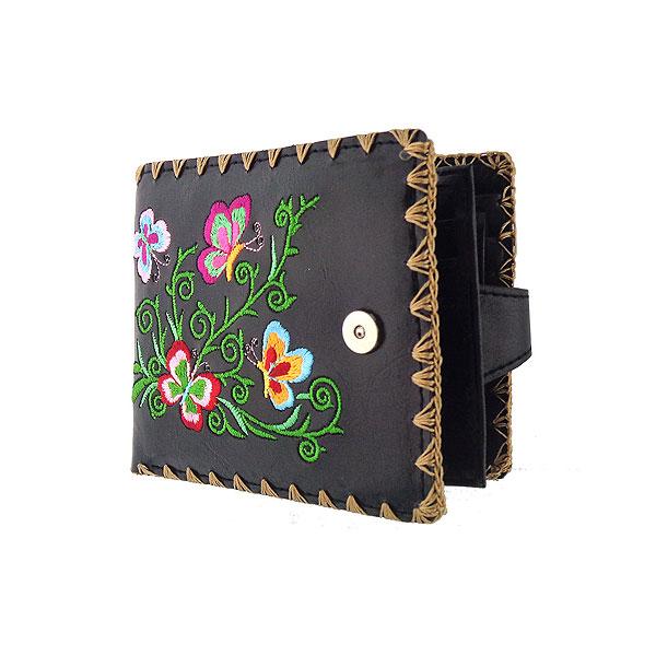 Lavishy Embroidered Butterfly - Medium Flat Wallet Black 3272129.2