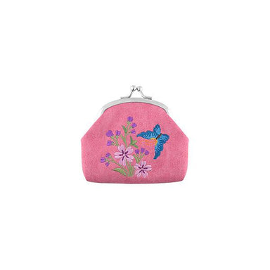Lavishy Embroidered Butterfly & Cherry Blossom - Vegan Coin Purse Pink 3272127.3