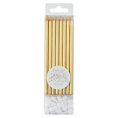 Tall Birthday Candles - 16 Piece Metallic Gold    