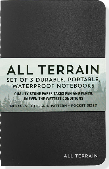 All Terrain Notebooks - Set of 3 Durable, Portable and Waterproof Dot Grid Journals    