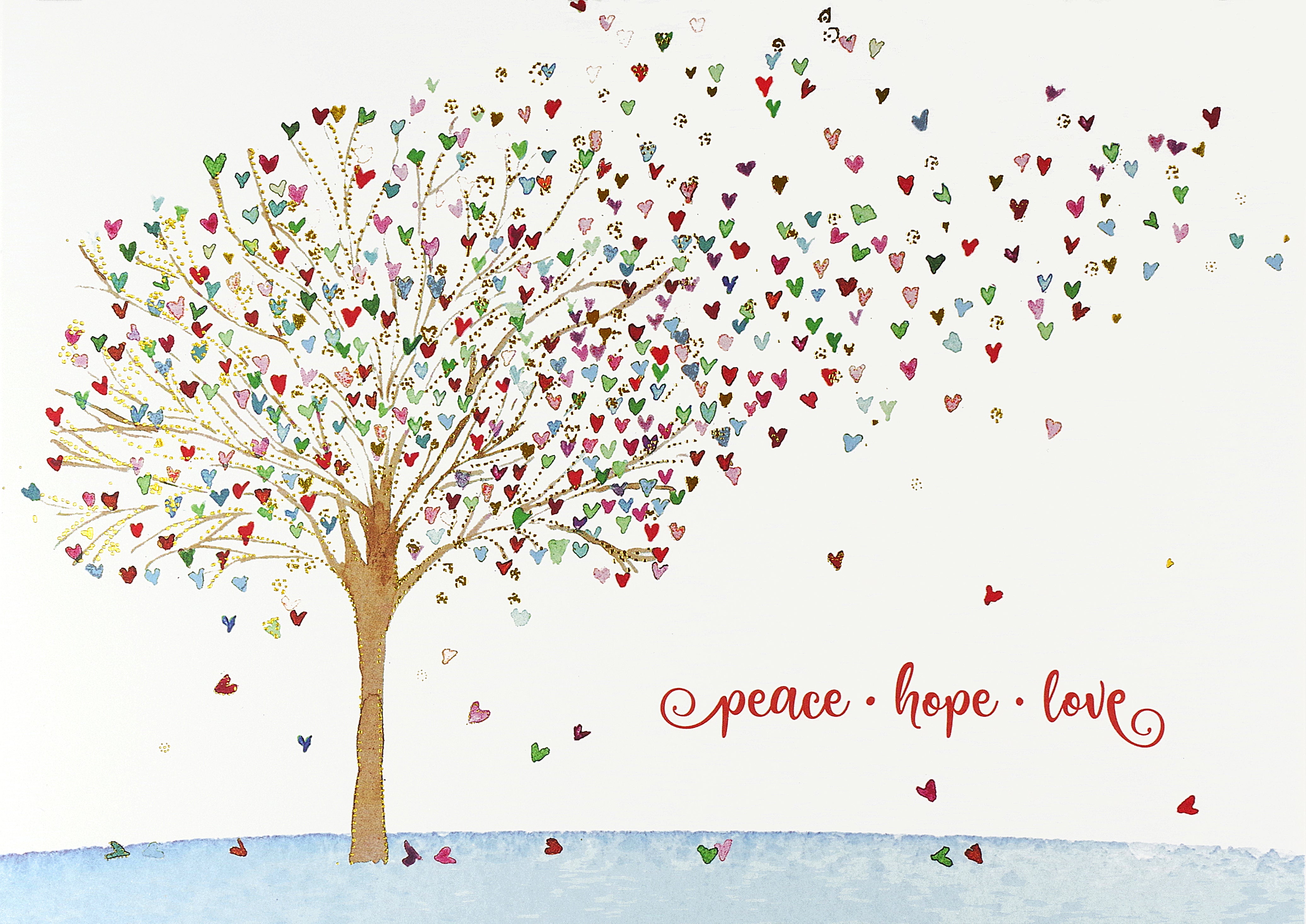 Deluxe Boxed Christmas Cards - Festive Tree Of Hearts    