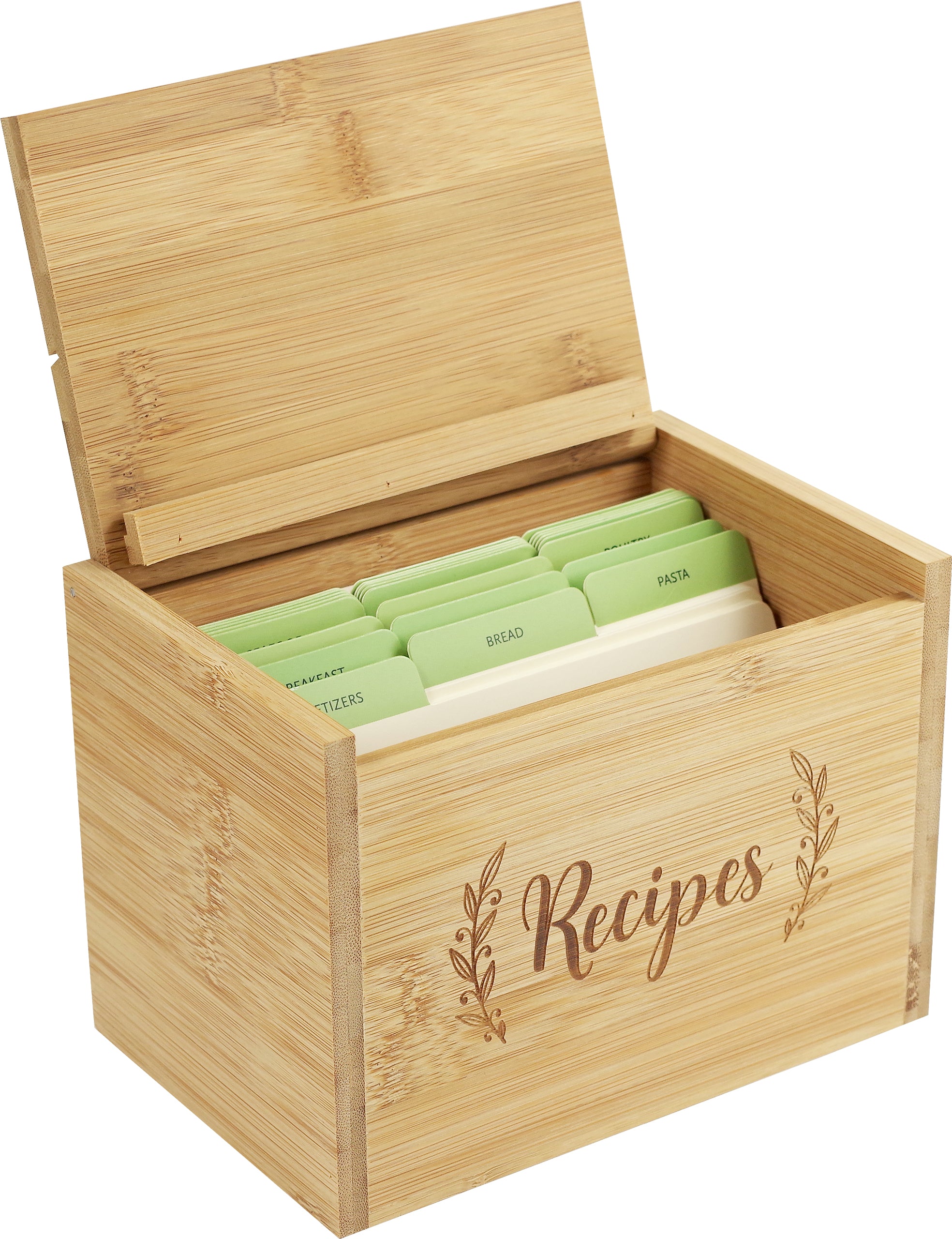 Bamboo Recipe Box And Cards    