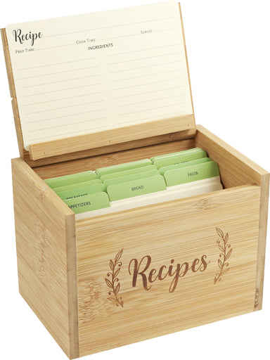 Bamboo Recipe Box And Cards    
