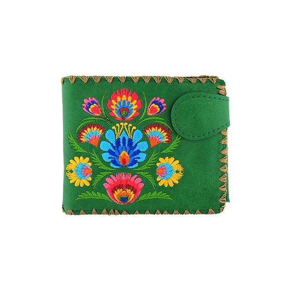 Lavishy Embroidered Polish Style Flora - Medium Vegan Wallet Green 3272131.4