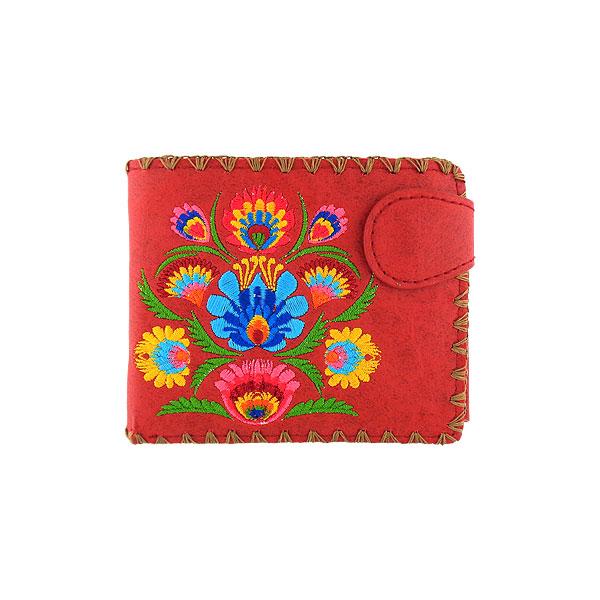 Lavishy Embroidered Polish Style Flora - Medium Vegan Wallet Red 3272131.6