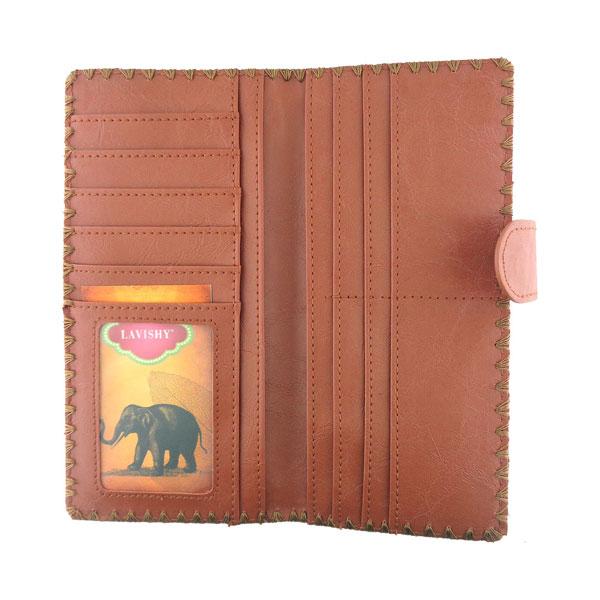 Lavishy Embroidered Peacock - Large Flat Vegan Wallet    