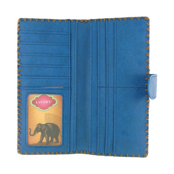 Lavishy Embroidered Poppy Flower - Large Flat Vegan Wallet    