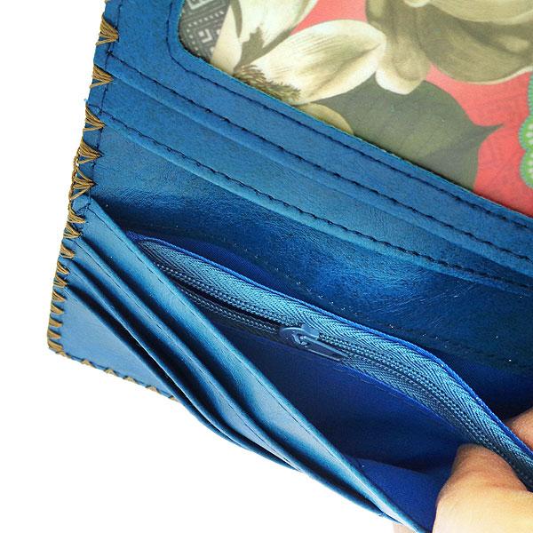 Lavishy Embroidered Poppy Flower - Large Flat Vegan Wallet    