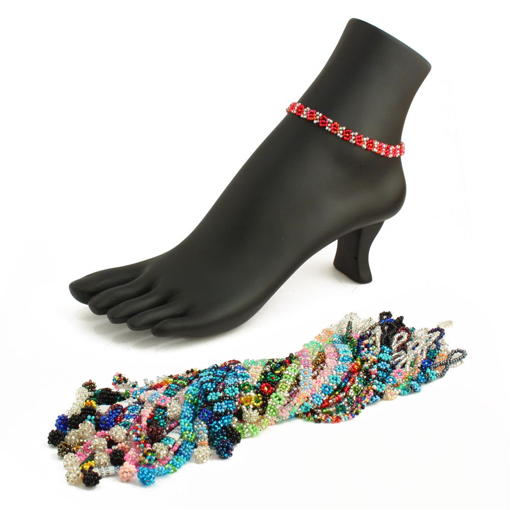 Daisy Chain Beaded Anklet (Single) - Various Colors