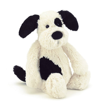 Jellycat Bashful Black and Cream Rufferty Puppy - Medium